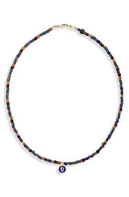 Caputo & Co. Beaded Evil Eye Pendant Necklace in Blue at Nordstrom