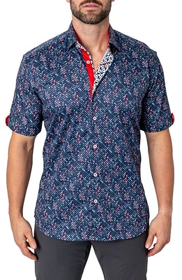 Maceoo Galileo Markers Blue Short Sleeve Button-Up Shirt at Nordstrom,