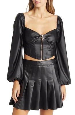 NIKKI LUND Janie Faux Leather Crop Top Black at Nordstrom,