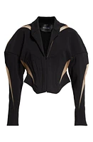 MUGLER Spiral Mesh Inset Corset Jacket at Nordstrom, Us