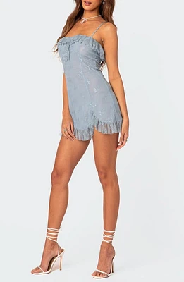 EDIKTED Fairy Girl Ruffle Lace Sleeveless Minidress Blue at Nordstrom,