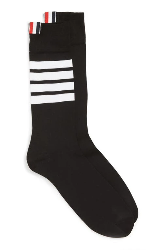 Thom Browne Stripe Crew Socks in Black at Nordstrom