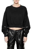 Rebecca Minkoff Irene Zip-Off Sleeve Crop Sweatshirt at Nordstrom,