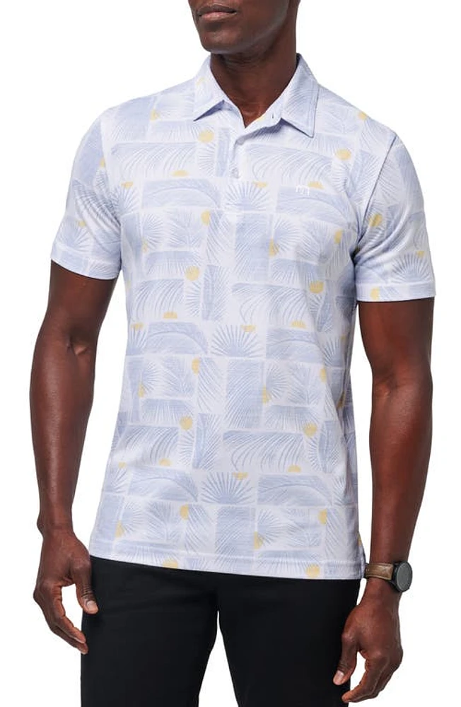 TravisMathew Sun Guilt Leaf Print Piqué Polo White at Nordstrom,