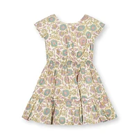 Hope & Henry Girls' Organic Short Sleeve Split Neck Tiered Dress, Toddler in Provence Woodblock Floral at Nordstrom