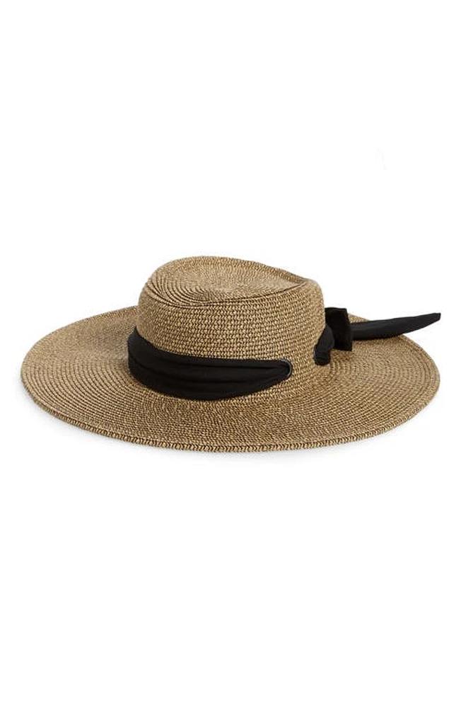 San Diego Hat Straw Gondolier Hat with Scarf Bow in Natural/Black at Nordstrom