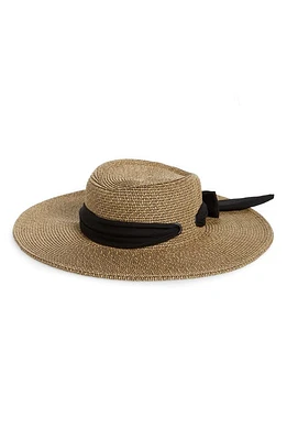 San Diego Hat Straw Gondolier Hat with Scarf Bow in Natural/Black at Nordstrom