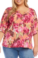 Karen Kane Floral Print Button-Up Peasant Top at Nordstrom,