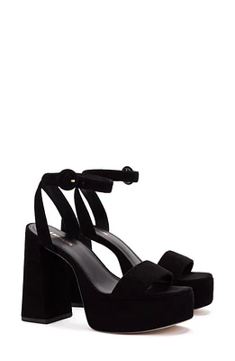 Larroudé Dolly Ankle Strap Platform Sandal Black at Nordstrom,