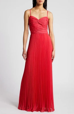 Xscape Evenings Ruched & Pleated Gown Watermelon at Nordstrom,