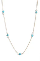 Poppy Finch Cultured Pearl & Turquoise Station Necklace in 14Kyg at Nordstrom, Size 16 Us