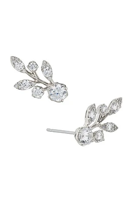 Nadri Whimsy Cubic Zirconia Vine Stud Earrings in Rhodium at Nordstrom