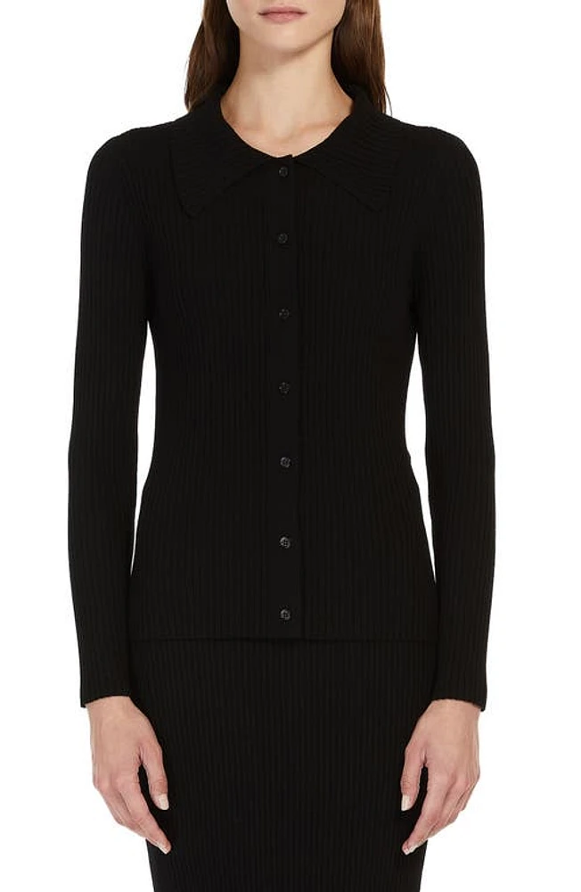 Weekend Max Mara Papiro Rib Cardigan Black at Nordstrom,