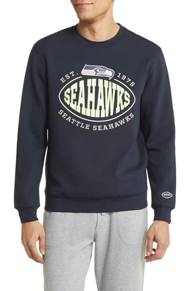 BOSS x NFL Crewneck Sweatshirt Seattle Seahawks Dark Blue at Nordstrom,