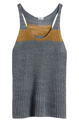 Dries Van Noten Milky Rib Linen Blend Tank Sweater Grey at Nordstrom,