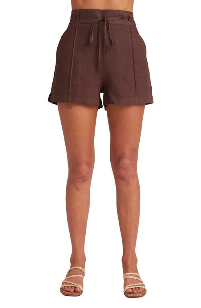 Bella Dahl Pintuck Linen Shorts Cocoa Cobana at Nordstrom,