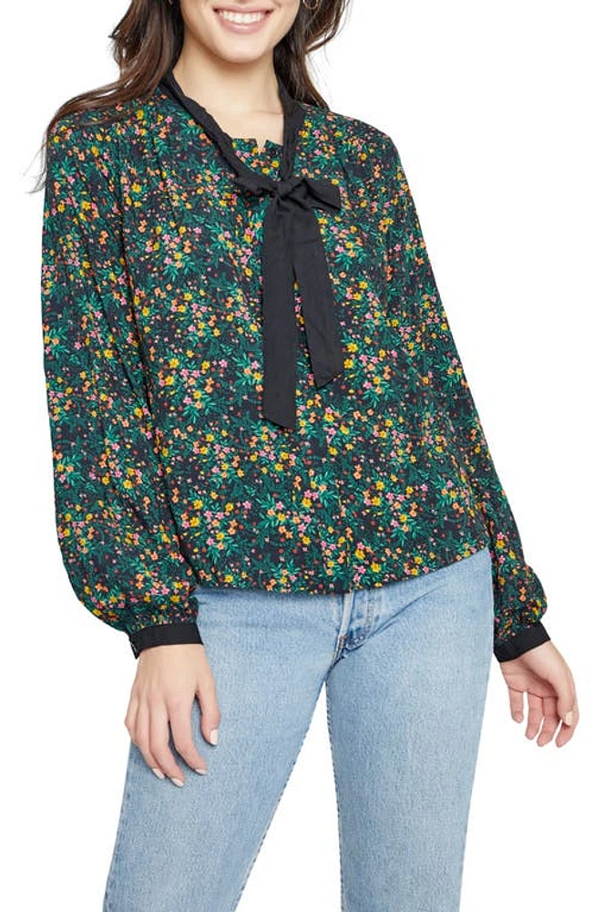 Lost + Wander Madeline Floral Long Sleeve Top in Black Multi Floral at Nordstrom, Size X-Small