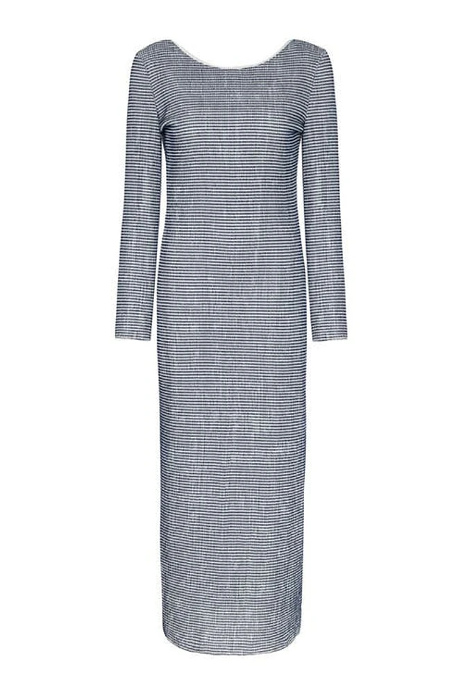 Nocturne Striped Dress with Low Back in Grey at Nordstrom