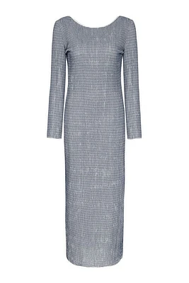 Nocturne Striped Dress with Low Back in Grey at Nordstrom