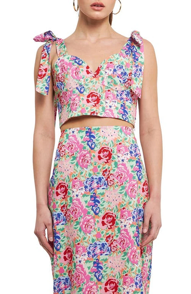 Endless Rose Floral Print Crop Tank Coral Multi at Nordstrom,