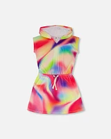 Deux Par Deux Girl's Terry Cloth Hooded Dress Multicolor Pink at Nordstrom