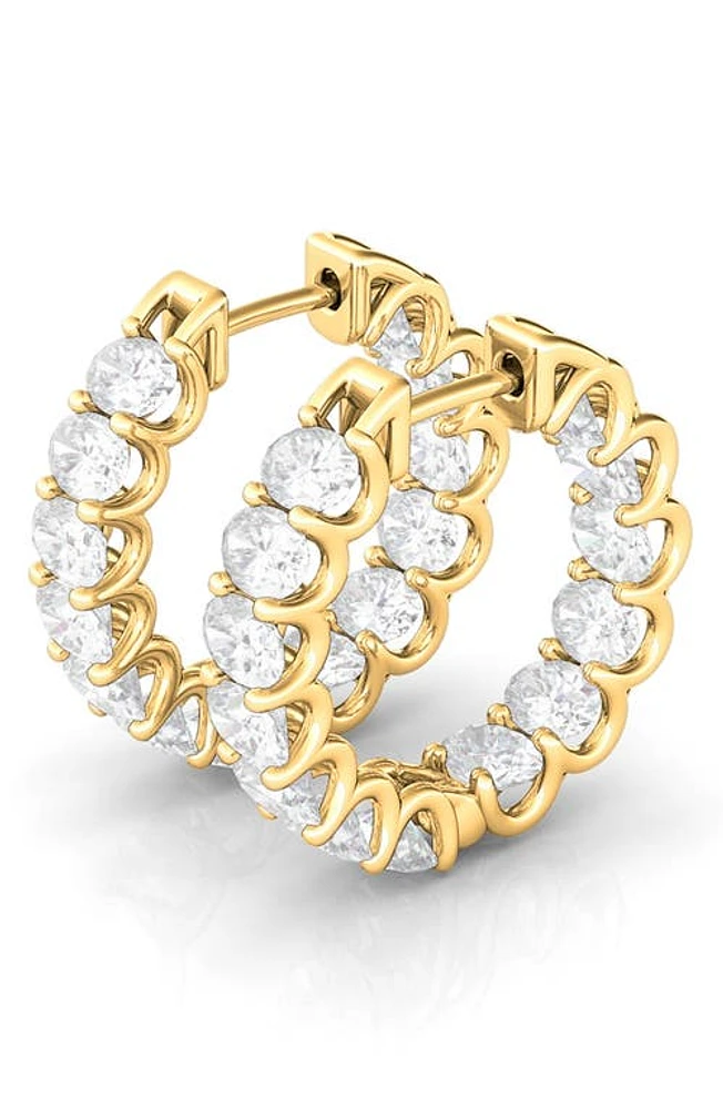 HauteCarat Oval Sideways Lab Created Diamond Inside Out 14K Gold Hoop Earrings in Gold at Nordstrom