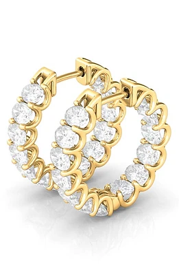 HauteCarat Oval Sideways Lab Created Diamond Inside Out 14K Gold Hoop Earrings in Gold at Nordstrom