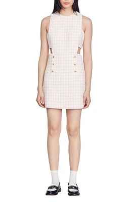 sandro Liana Gingham Tweed Sheath Minidress Light Pink at Nordstrom,