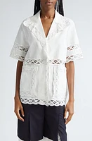 EENK Yomita Lace Trim Cotton Shirt White at Nordstrom,