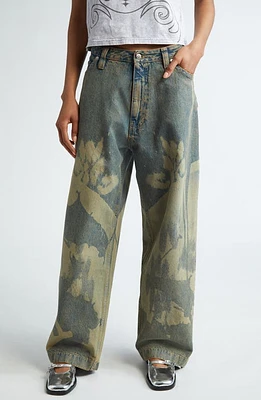 Paolina Russo Printed Baggy Wide Leg Jeans Sand at Nordstrom,