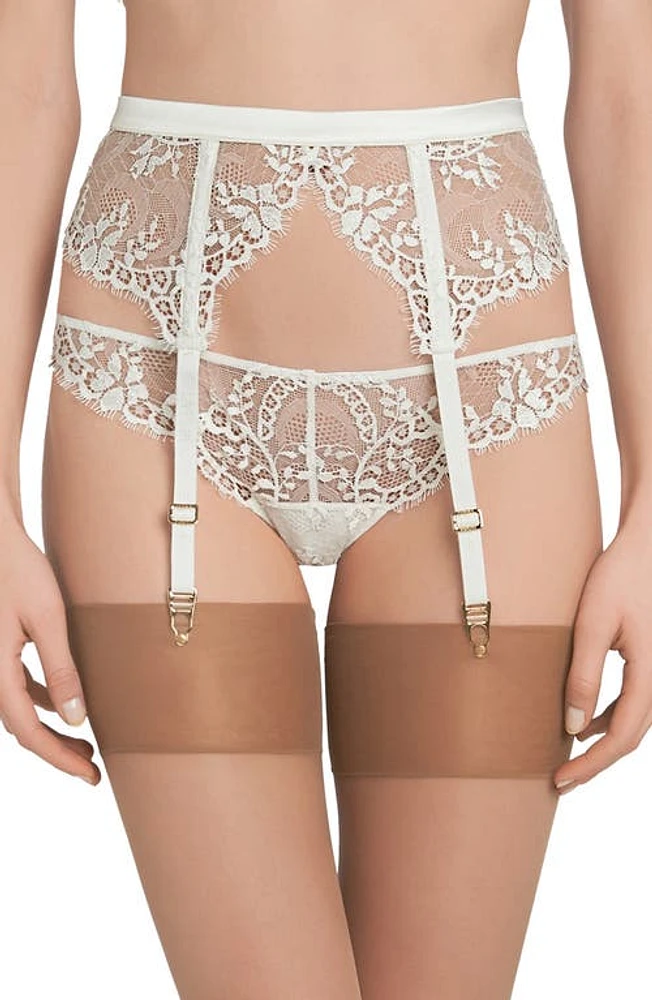 La Perla Floral Lace Suspender Belt Off White at Nordstrom,