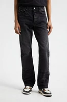 AMIRI Frayed Release Hem Straight Leg Jeans Faded Black at Nordstrom,