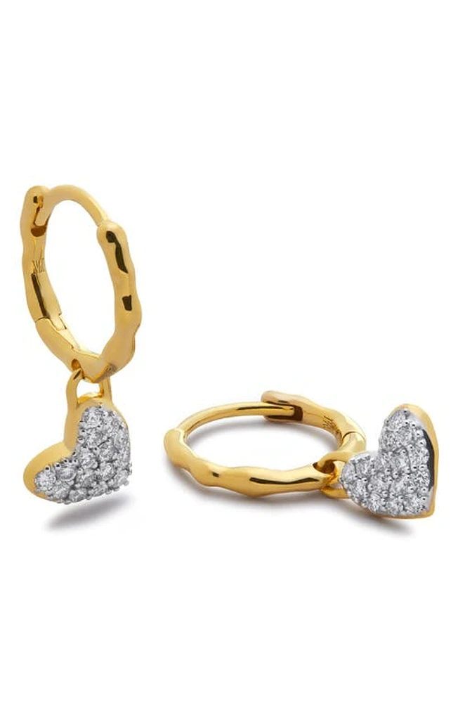 Monica Vinader Lab-Created Diamond Heart Huggie Hoop Earrings in 18K Gold Vermeil at Nordstrom