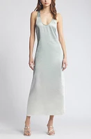 Open Edit Racerback Satin Maxi Dress Green Ombre at Nordstrom,