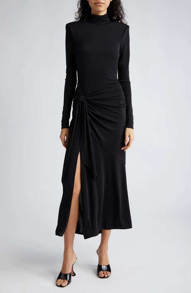 Cinq à Sept Johnson Side Ruched Long Sleeve Jersey Dress Black at Nordstrom,