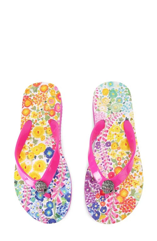 Kurt Geiger London x Floral Couture Kensington Platform Flip Flop Pink Multi at Nordstrom,