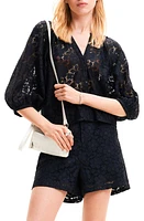 Desigual Floral Lace Blouse Black at Nordstrom,