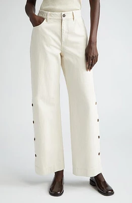 Lafayette 148 New York Wyckoff High Waist Wide Leg Jeans Washed Ecru at Nordstrom,