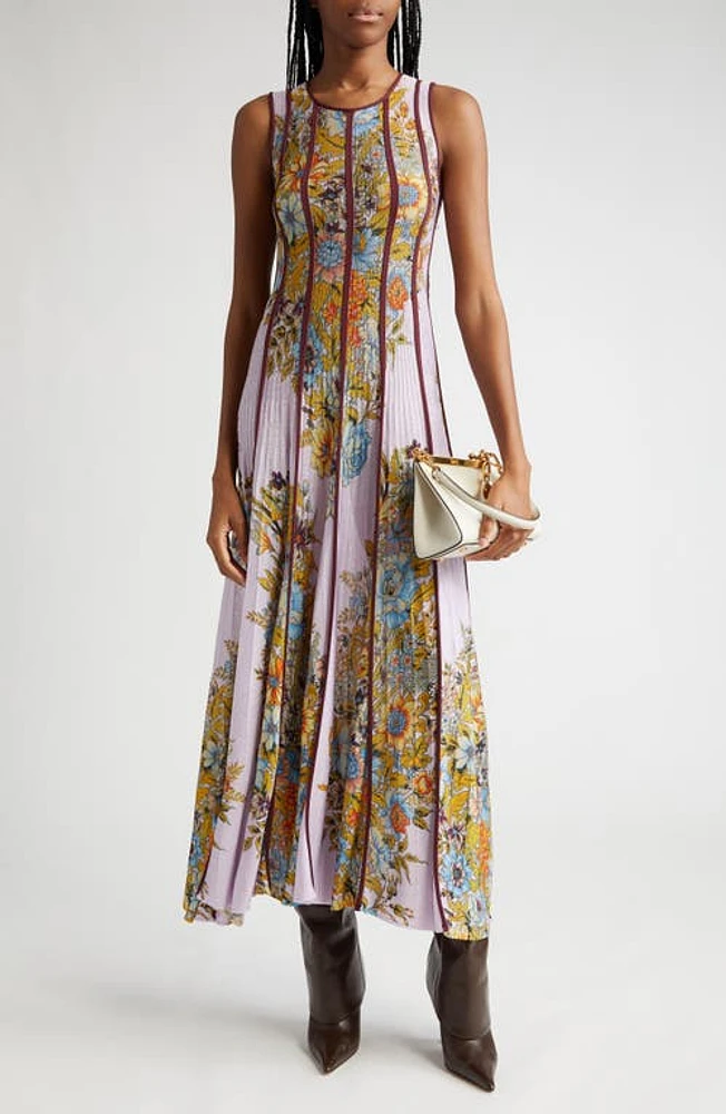 Etro Stripe Floral Print Sleeveless Sweater Dress On Purple Base at Nordstrom, Us