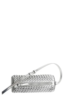 MANGO Lattice Effect Cylindrical Shoulder Bag in Silver at Nordstrom