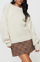 Princess Polly Harmony Oversize Crewneck Sweater Beige at Nordstrom,