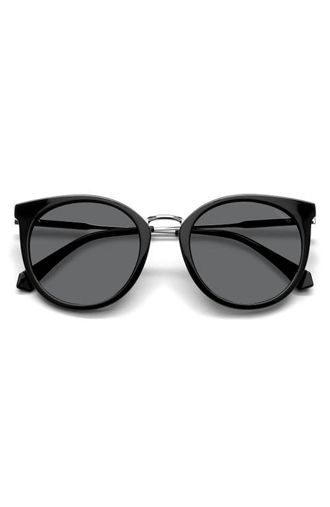 Polaroid 53mm Polarized Round Sunglasses in Black/Gray Polar at Nordstrom