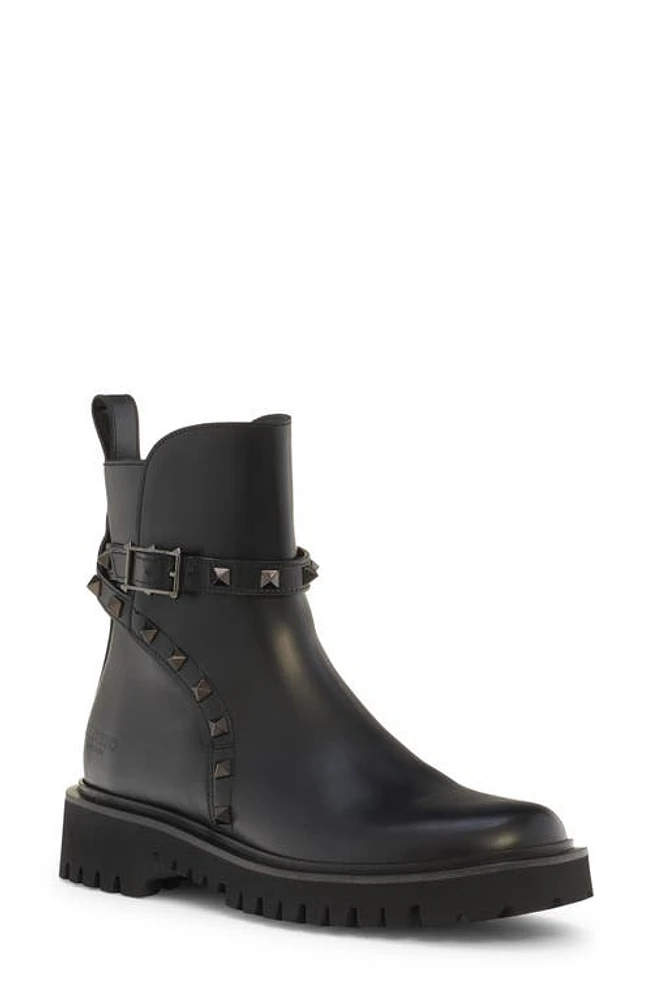 Valentino Garavani Rockstud Combat Boot 0No Nero at Nordstrom,