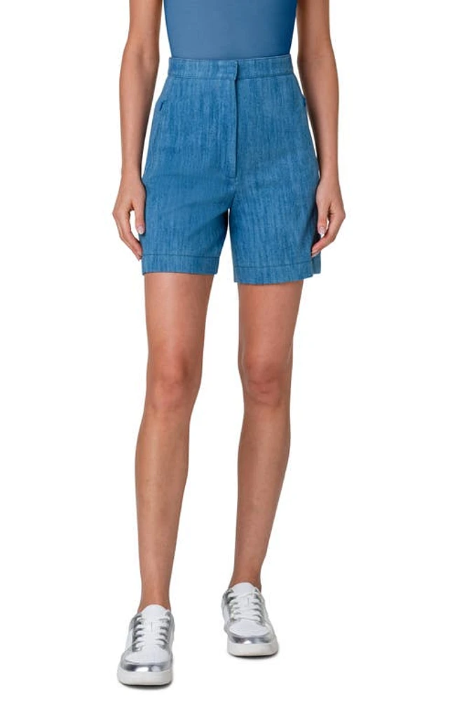 Akris punto Filia High Waist Denim Bermuda Shorts Medium Blue at Nordstrom,