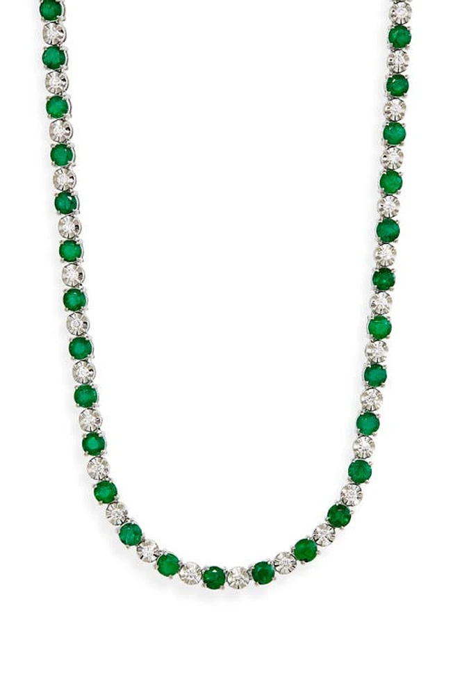 VALANI ATELIER Emerald & Diamond Eternity Necklace in White Gold/Emerald/Diamond at Nordstrom, Size 16