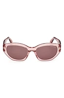 TOM FORD Penny 55mm Geometric Sunglasses in Shiny Dusty Rose /Brown at Nordstrom