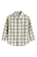 NEXT Kids' Plaid Cotton Corduroy Button-Up Shirt Natural at Nordstrom, Y