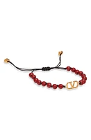 Valentino Garavani Men's VLOGO Beaded Bracelet in Corallo/Nero at Nordstrom