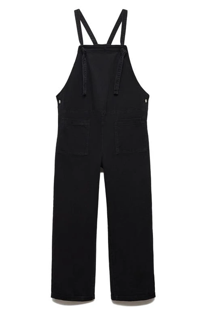 MANGO Cotton Denim Maternity Overalls in Black Denim at Nordstrom, Size X-Small