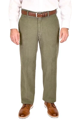 Berle Flat Front Corduroy Dress Pants Olive at Nordstrom,